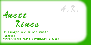 anett kincs business card